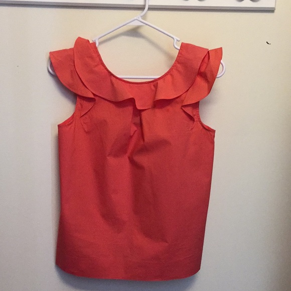 J. Crew Tops - J. Crew Coral Petite ruffle top in cotton poplin